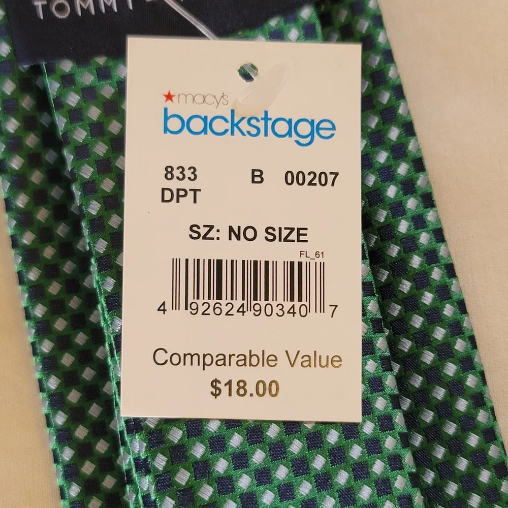 NWT Tommy Hilfiger Necktie Mens Green Navy Blue Silver Geometric‎ Micro Diamond